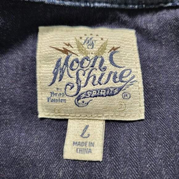 Moon Shine Spirit Shirt  Pearl Snap Mens Large Long Sleeve Brad Paisely Western - Picture 4 of 15